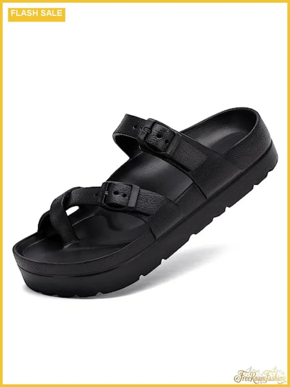 Women's Platform Sandals with Arch Support Adjustable Buckle Slides